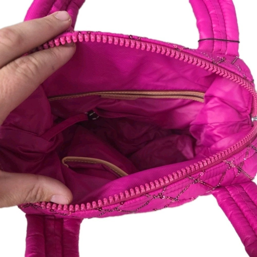 NEW‎ MZ Wallace Mini Crossbody Metro Tote Deluxe Bag in Bright Fuchsia Sequins - Picture 11 of 16